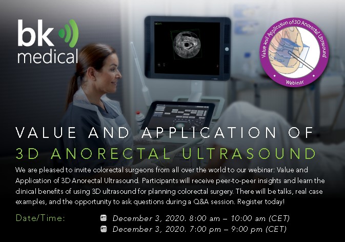 Invitation Webinar Value and aplicatioons of 3D anorectal ultrasound