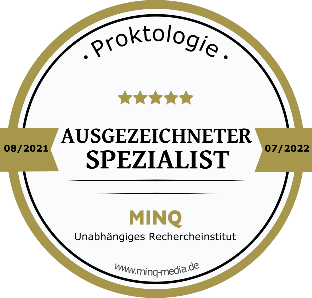 Auszeichnung MINQ Media - ausgezeichneter Spezielist Proktologie für Dr. med. M Kowallik